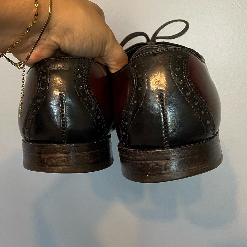 Bostonian VTG mid century men saddle oxfords shoes burgundy & black leather - Picture 7 of 10